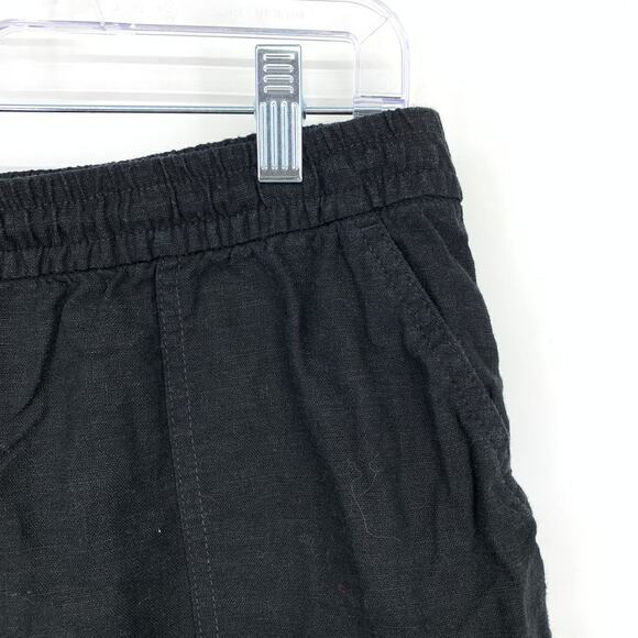 J.Crew Factory Pull On Linen Blend Shorts Womens Sz M Black Drawstring Waist - Picture 3 of 5